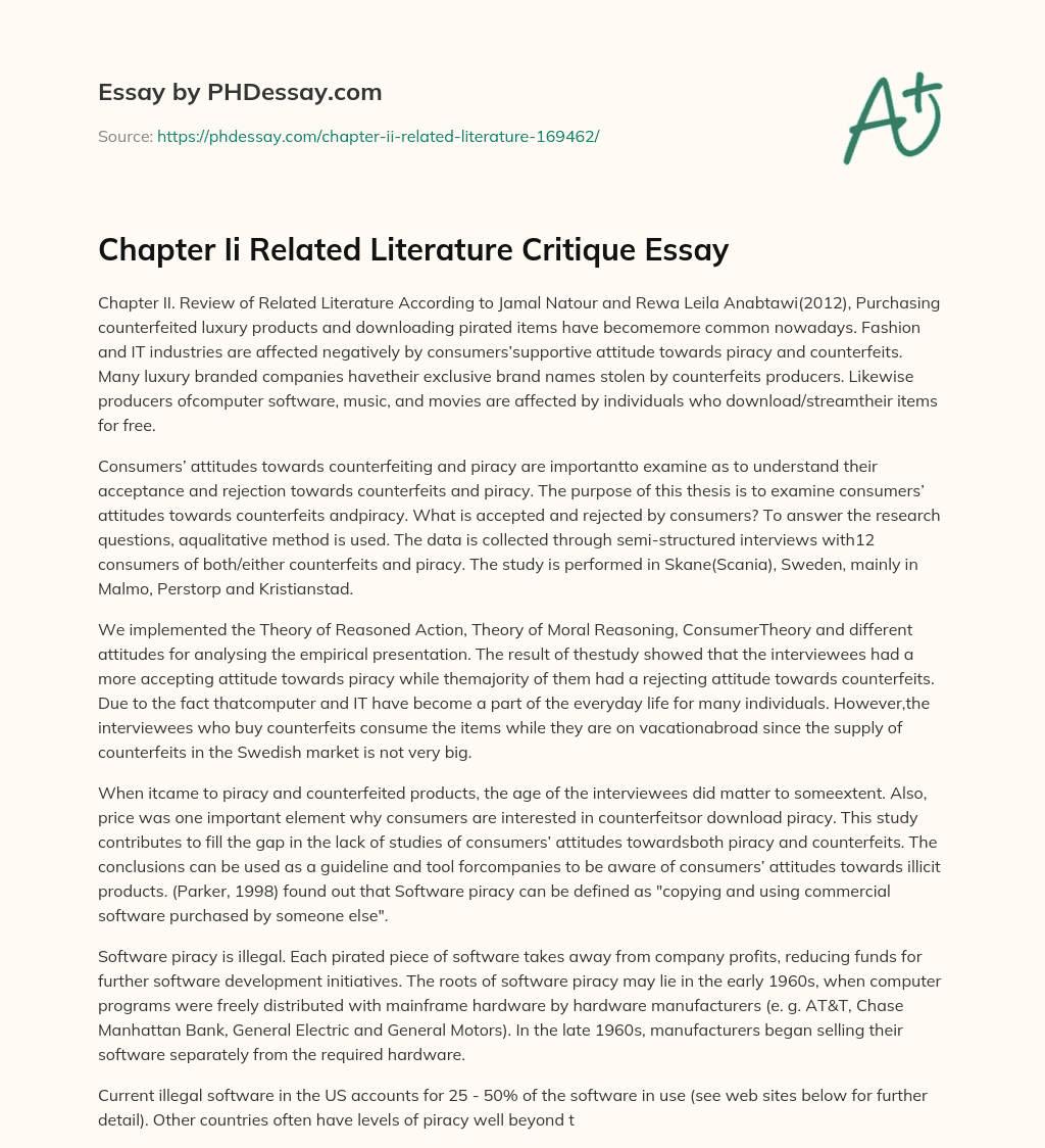 Chapter Ii Related Literature Critique Essay essay