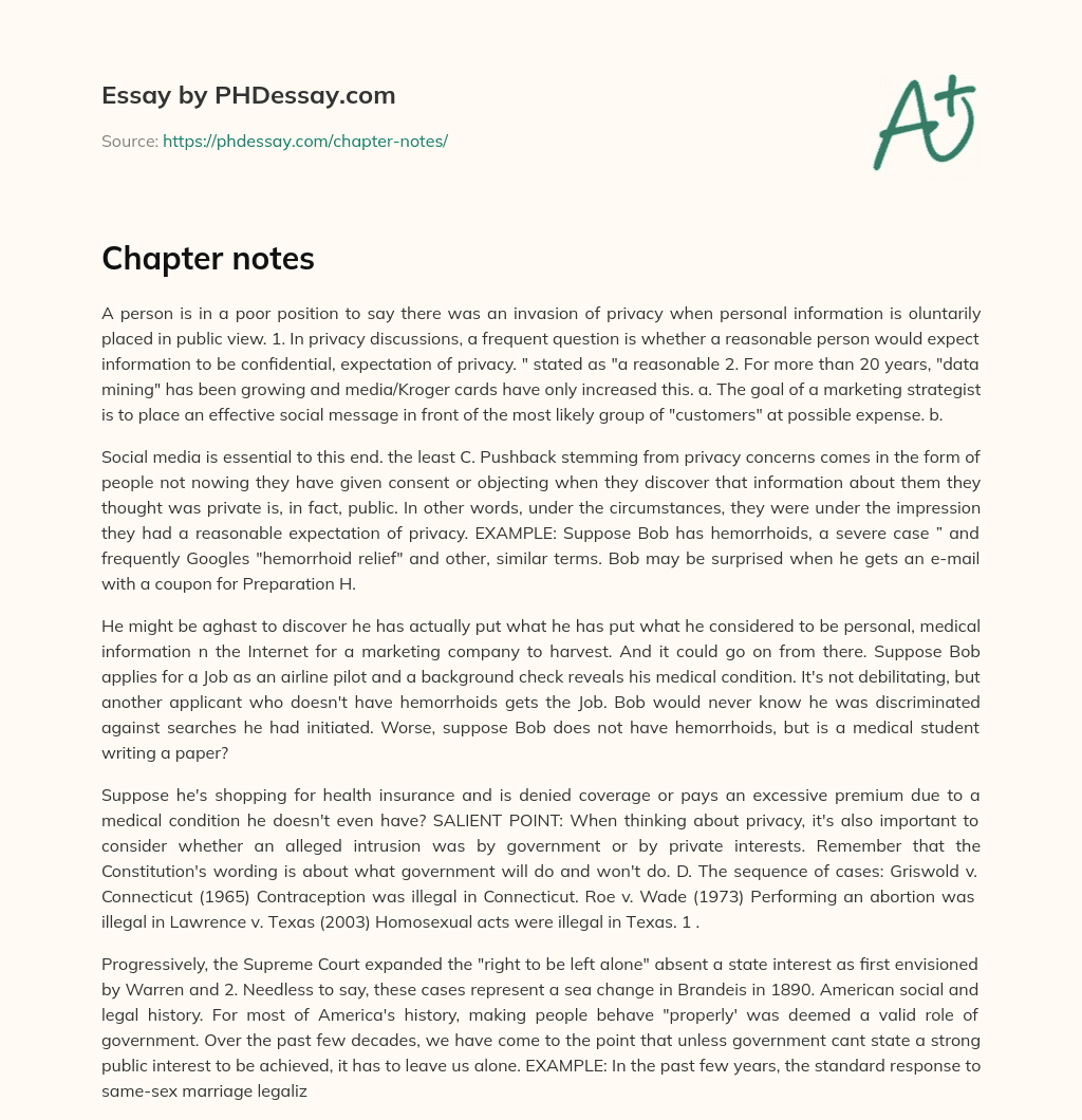 Chapter notes essay