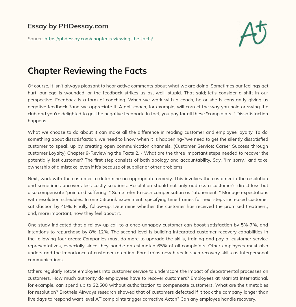 Chapter Reviewing the Facts essay