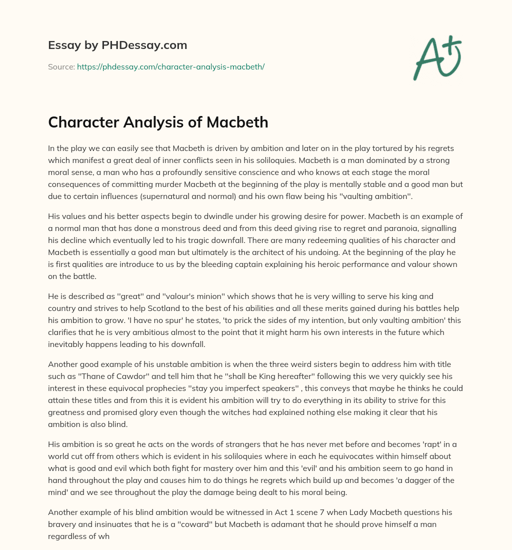 character macbeth essay