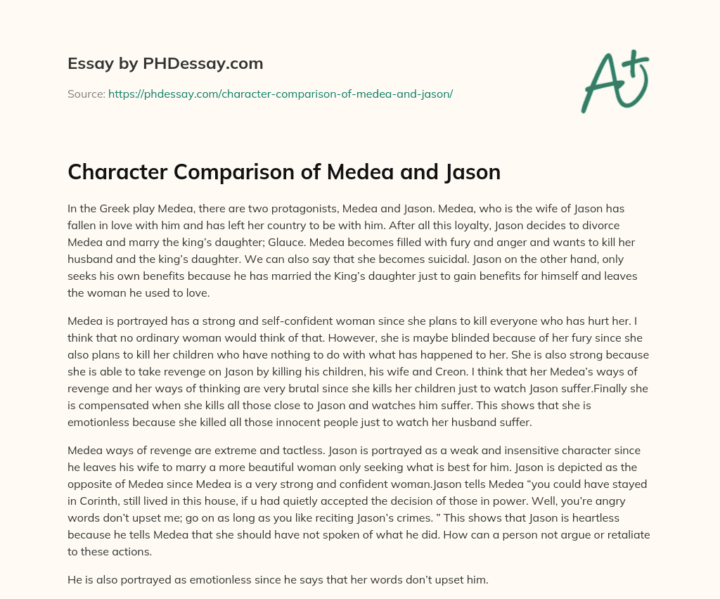 Character Comparison of Medea and Jason essay