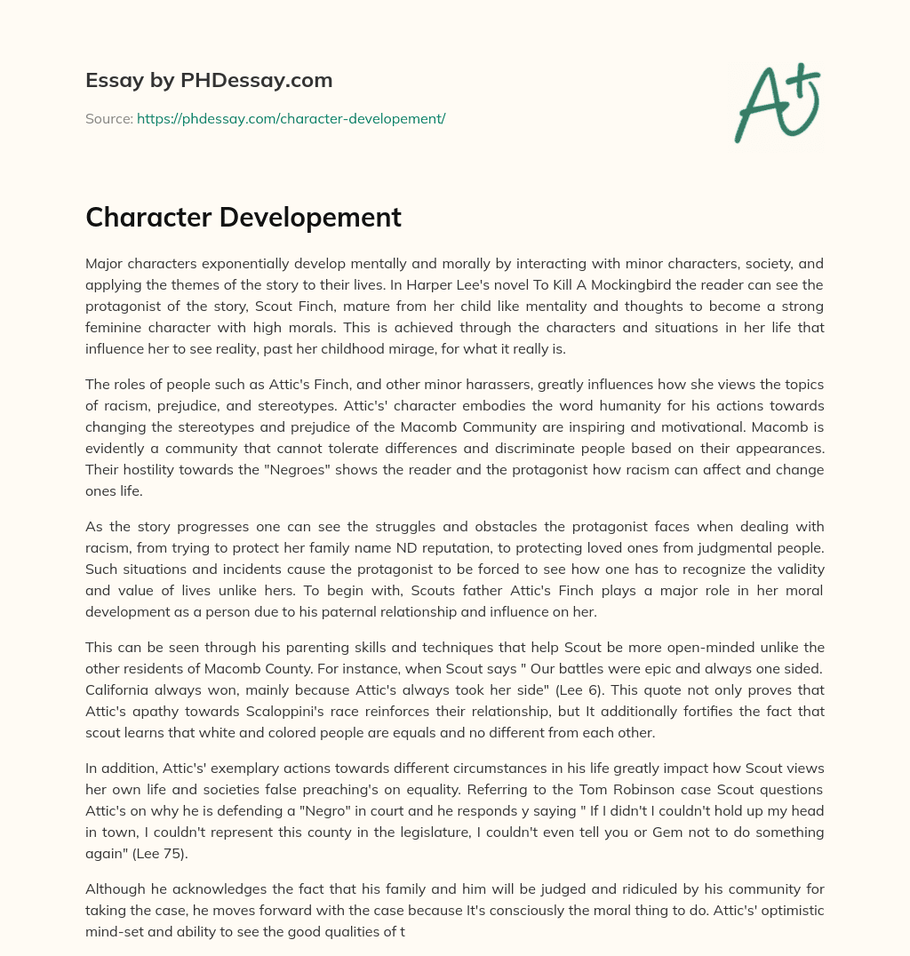 research paper on character development