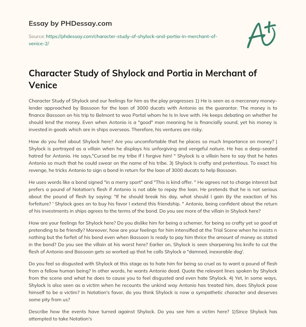 character-study-of-shylock-and-portia-in-merchant-of-venice-character