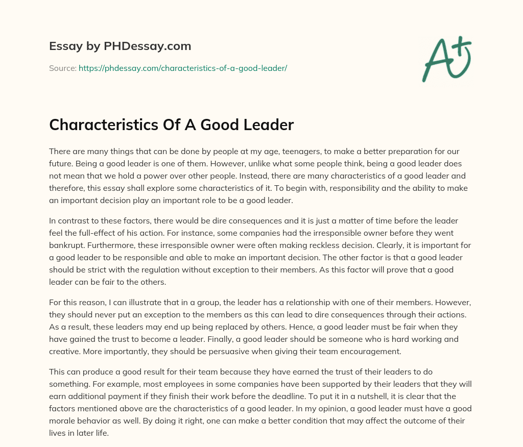 a good leader characteristics essay