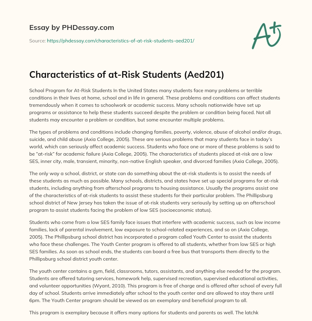 characteristics-of-at-risk-students-aed201-phdessay