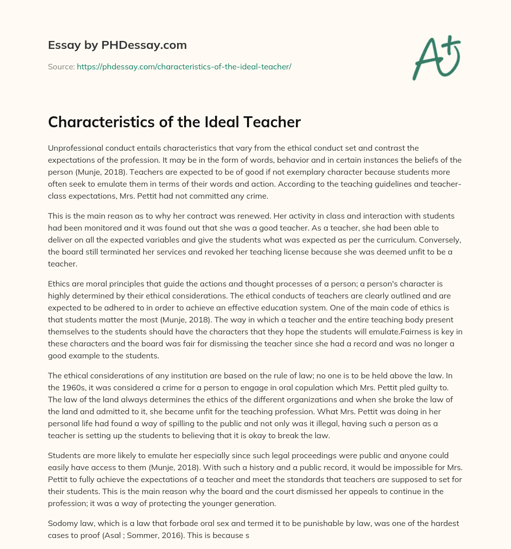 essay teacher characteristics