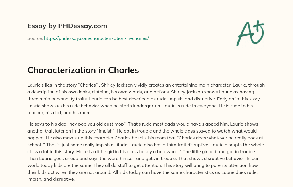 Characterization in Charles essay