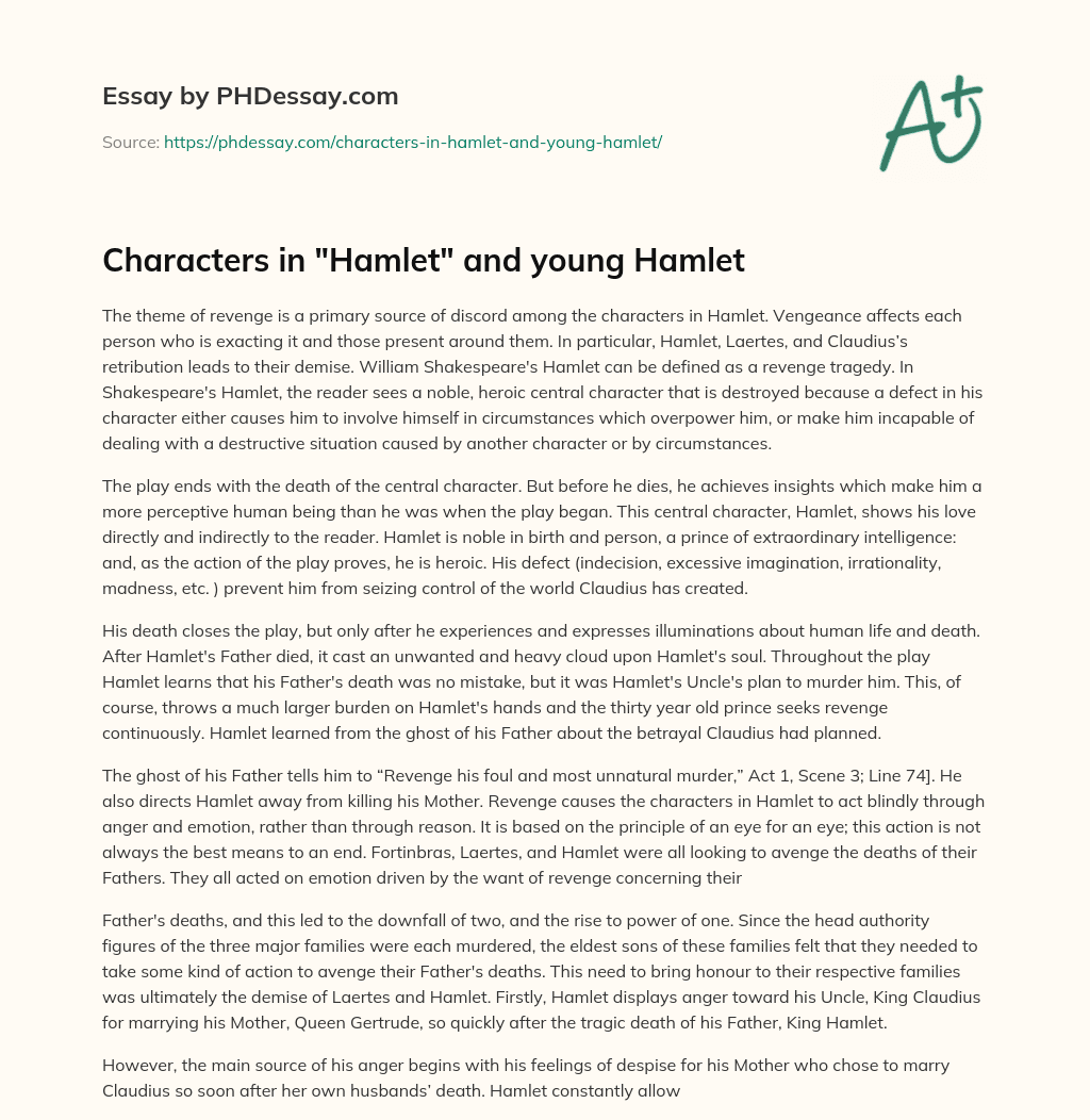 Characters in “Hamlet” and young Hamlet essay
