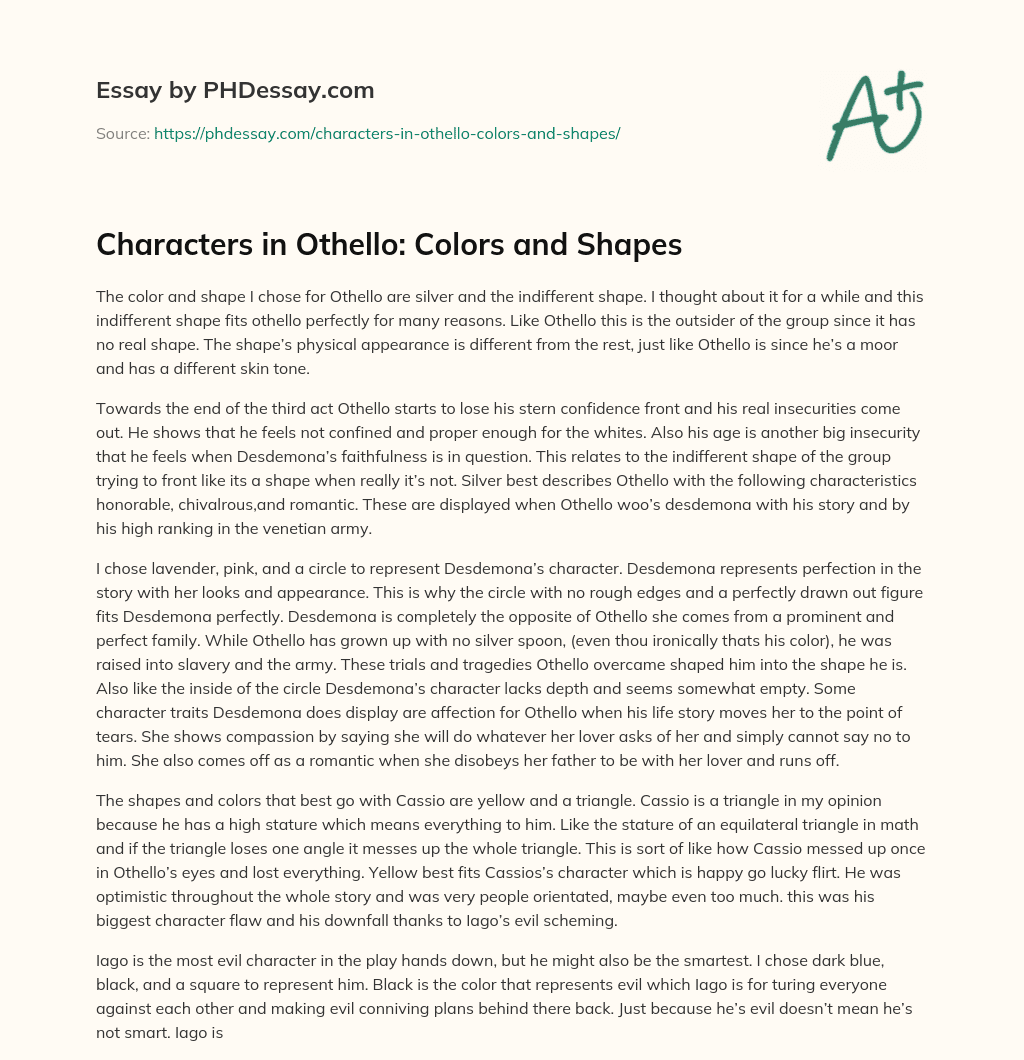 Characters in Othello: Colors and Shapes essay