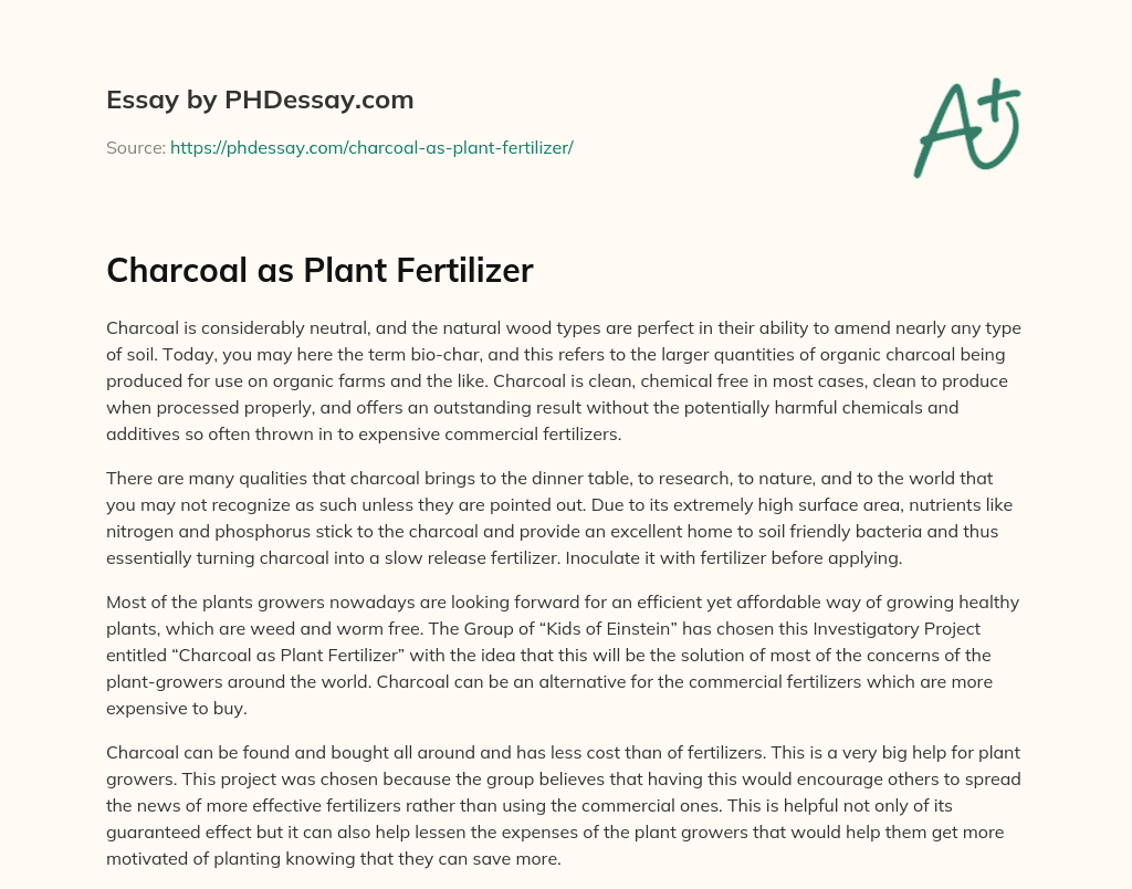 Charcoal as Plant Fertilizer essay