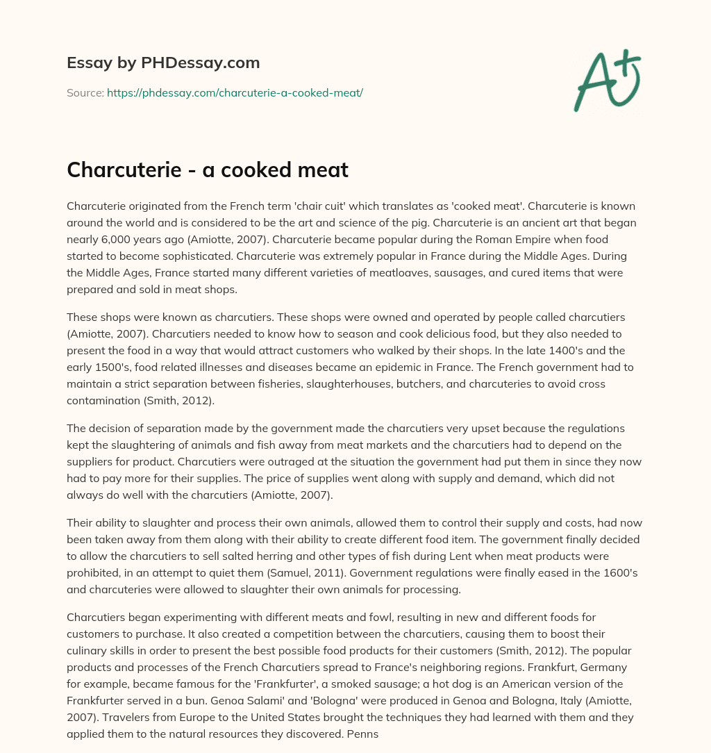 Charcuterie – a cooked meat essay