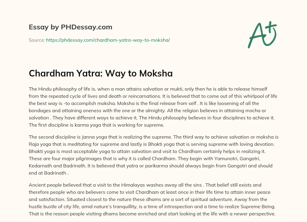 Chardham Yatra: Way to Moksha essay