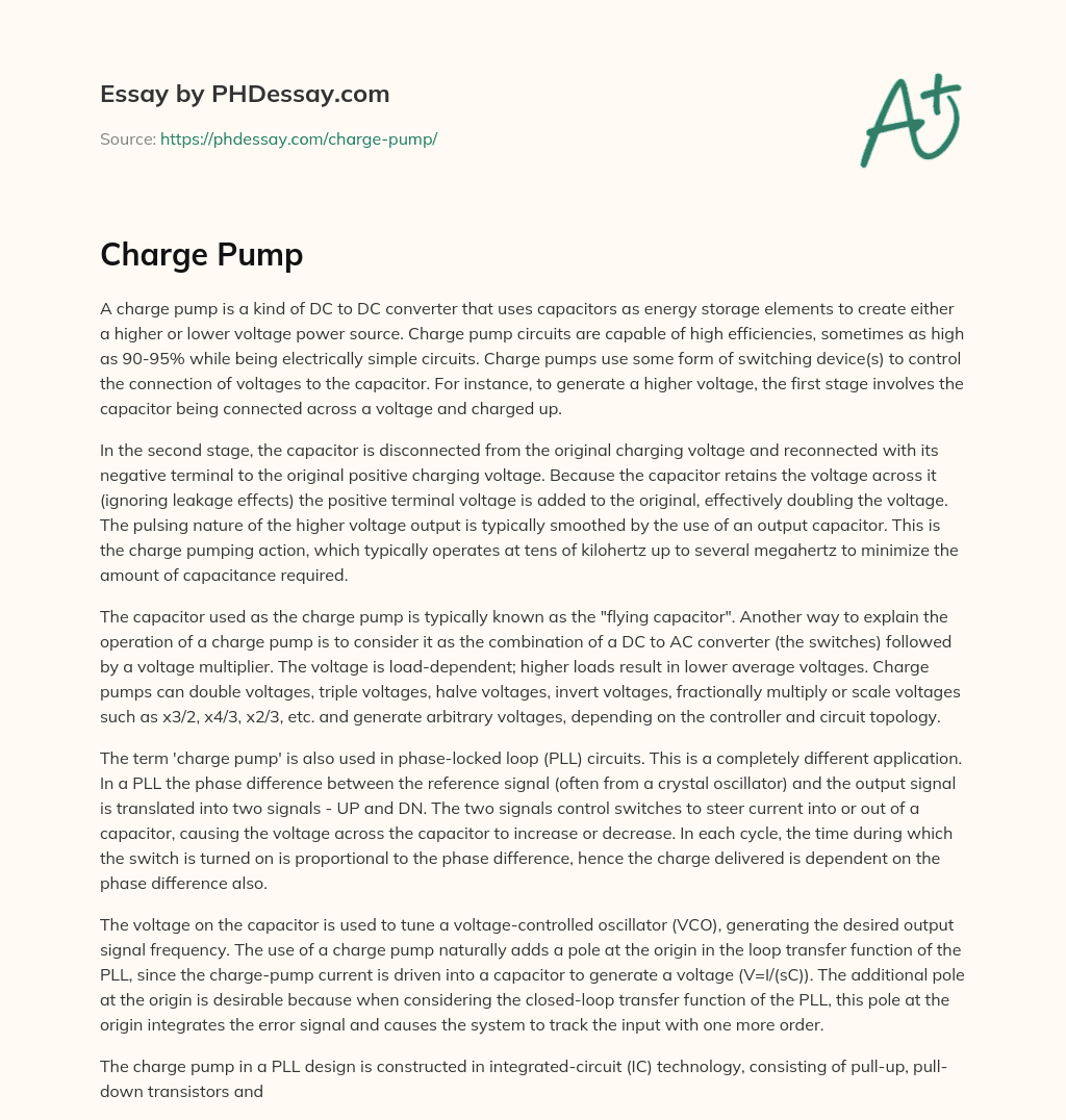 Charge Pump Circuits: Efficient DC to DC Conversion Using Capacitors essay