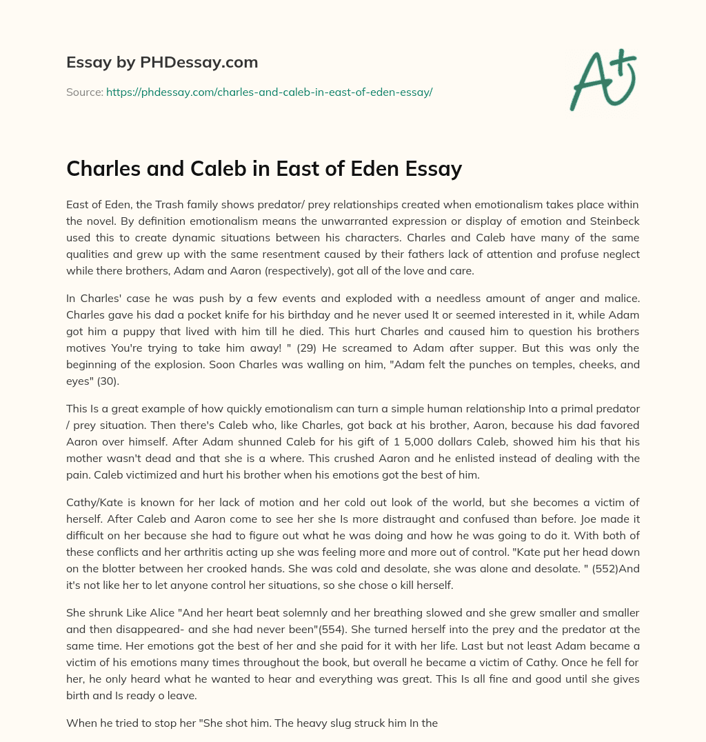Charles and Caleb in East of Eden Essay essay