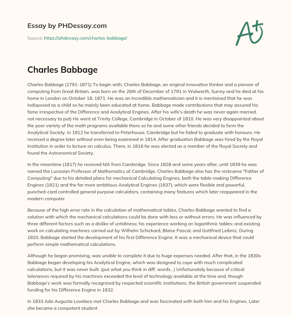Charles Babbage essay