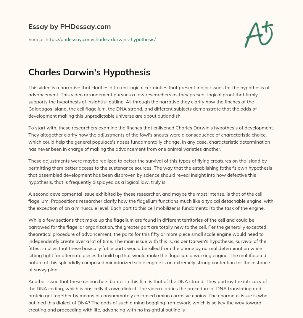 Charles Darwin’s Hypothesis essay