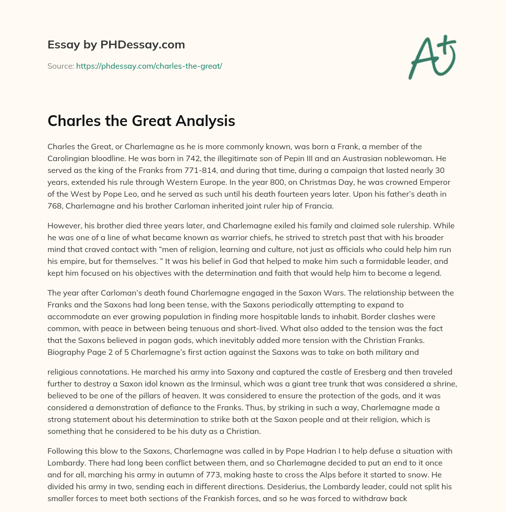 Charles the Great Analysis essay