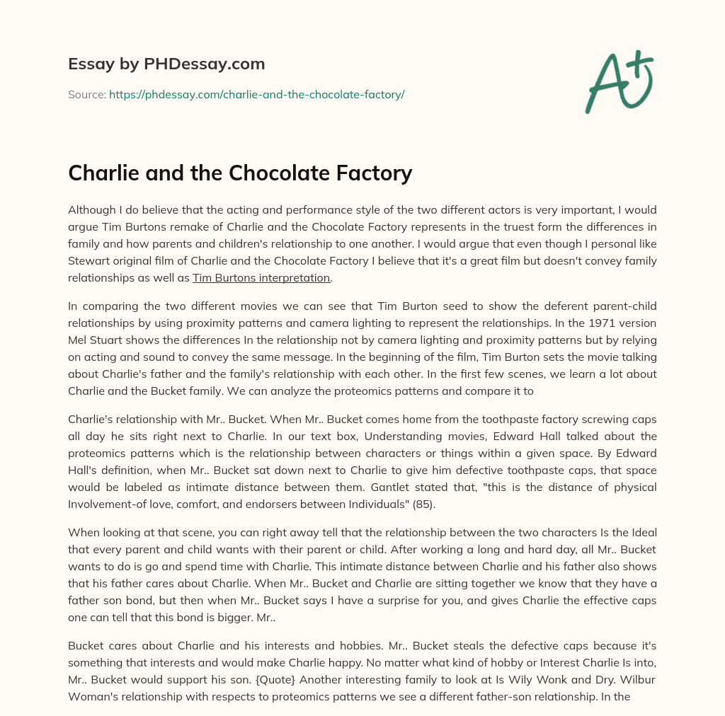 Charlie and the Chocolate Factory essay