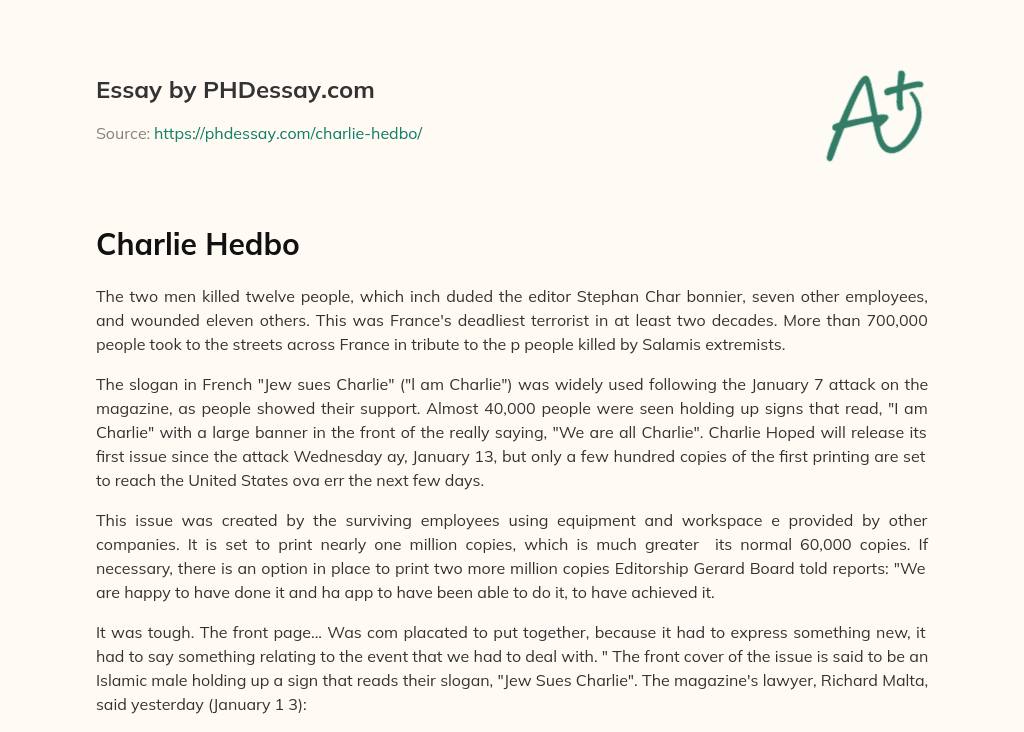 Charlie Hedbo essay