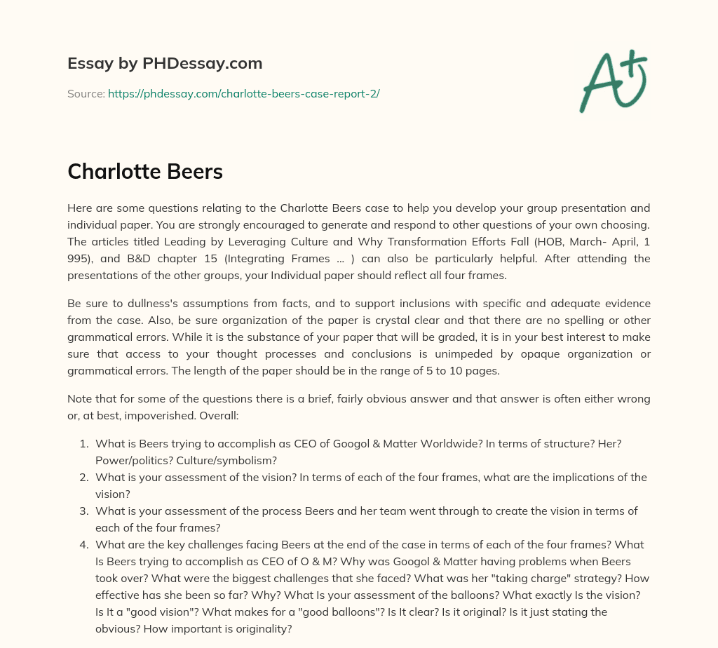 Charlotte Beers essay