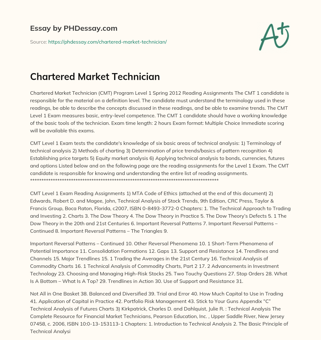 Chartered Market Technician essay