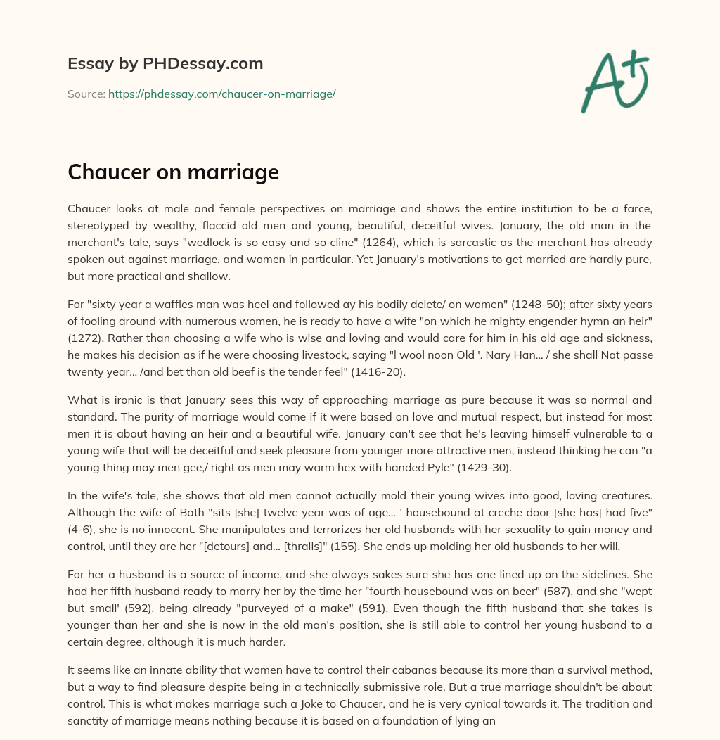 Chaucer on marriage essay