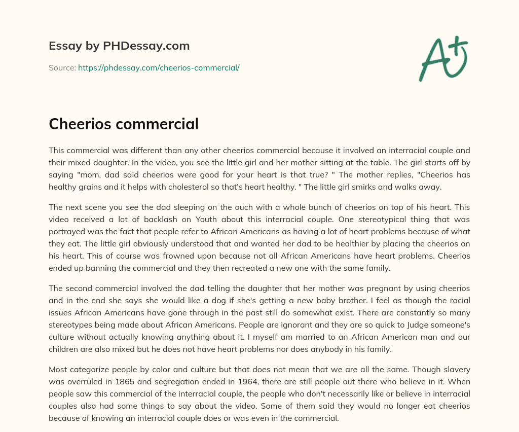 Cheerios commercial essay
