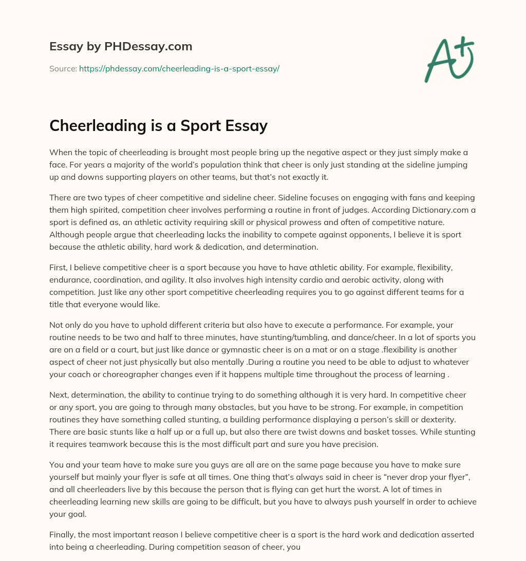 college essay on cheerleading