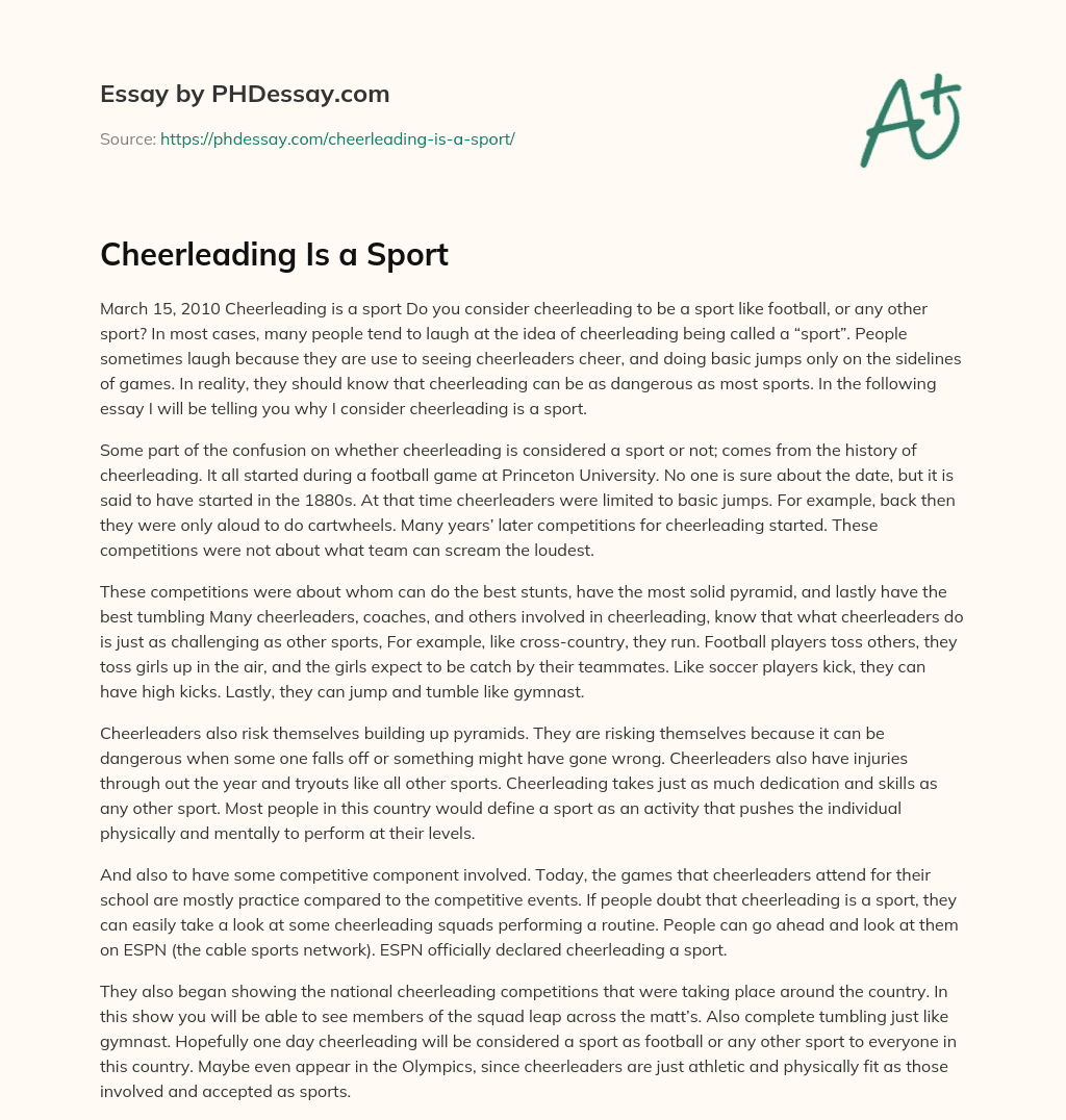 Cheerleading Is a Sport essay