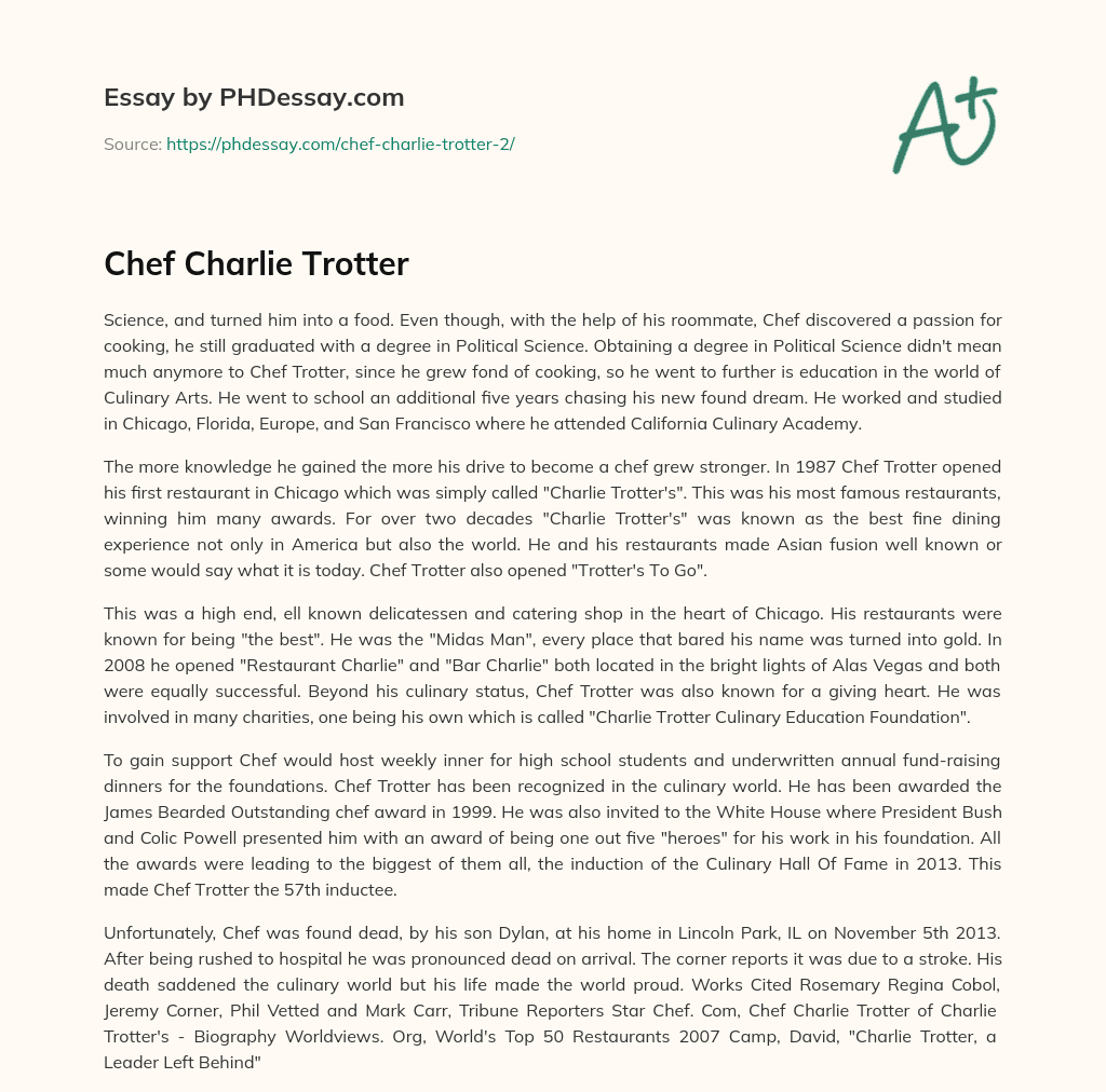 Chef Charlie Trotter essay