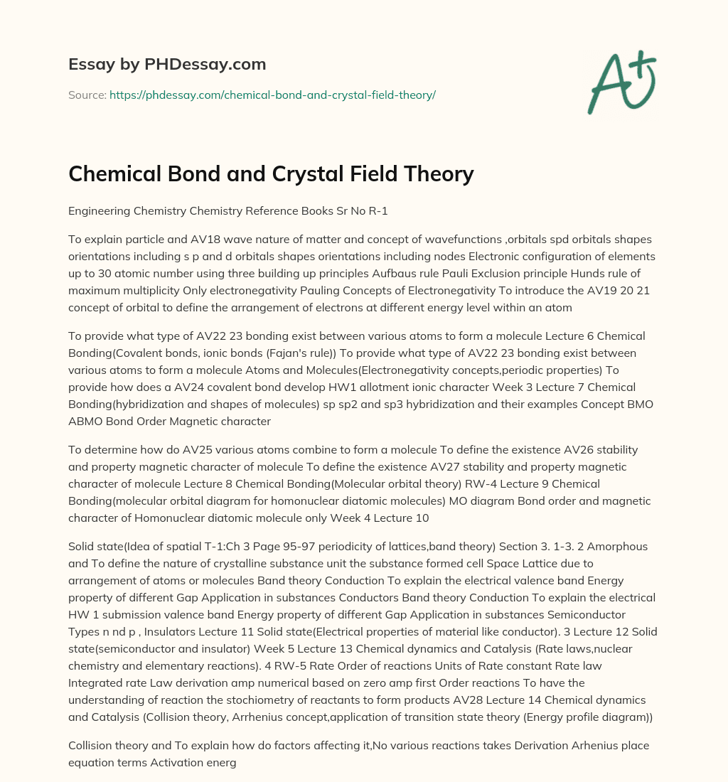 essay on chemical bonds