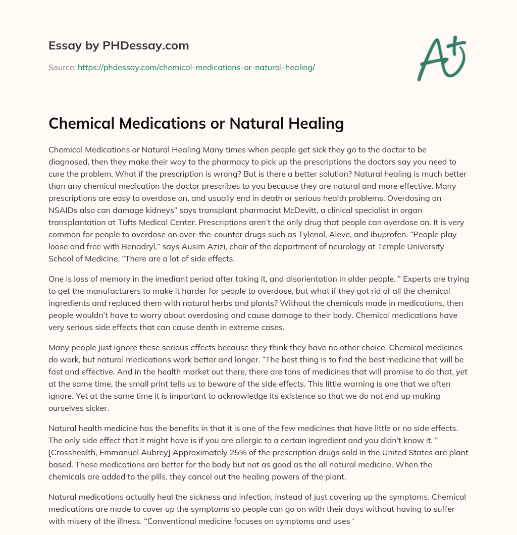 Chemical Medications or Natural Healing essay