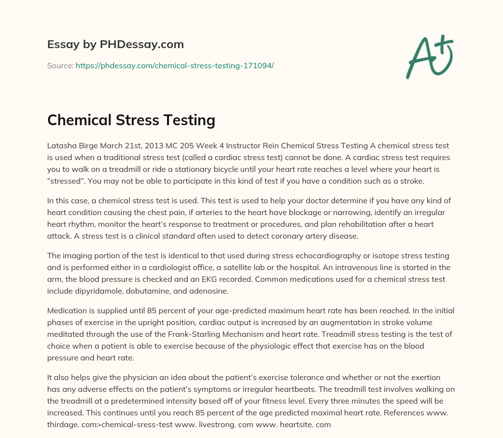 Chemical Stress Testing essay
