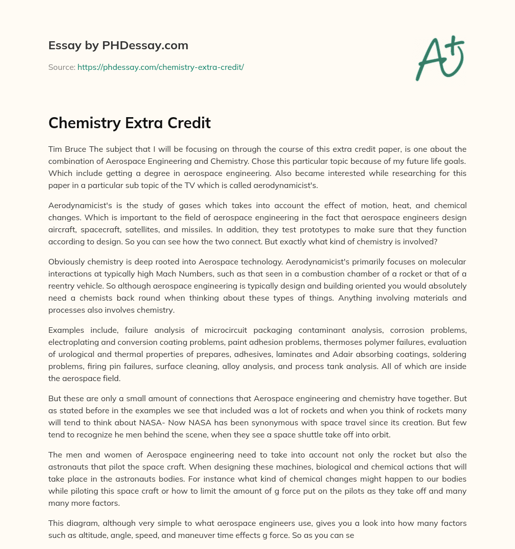 Chemistry Extra Credit essay