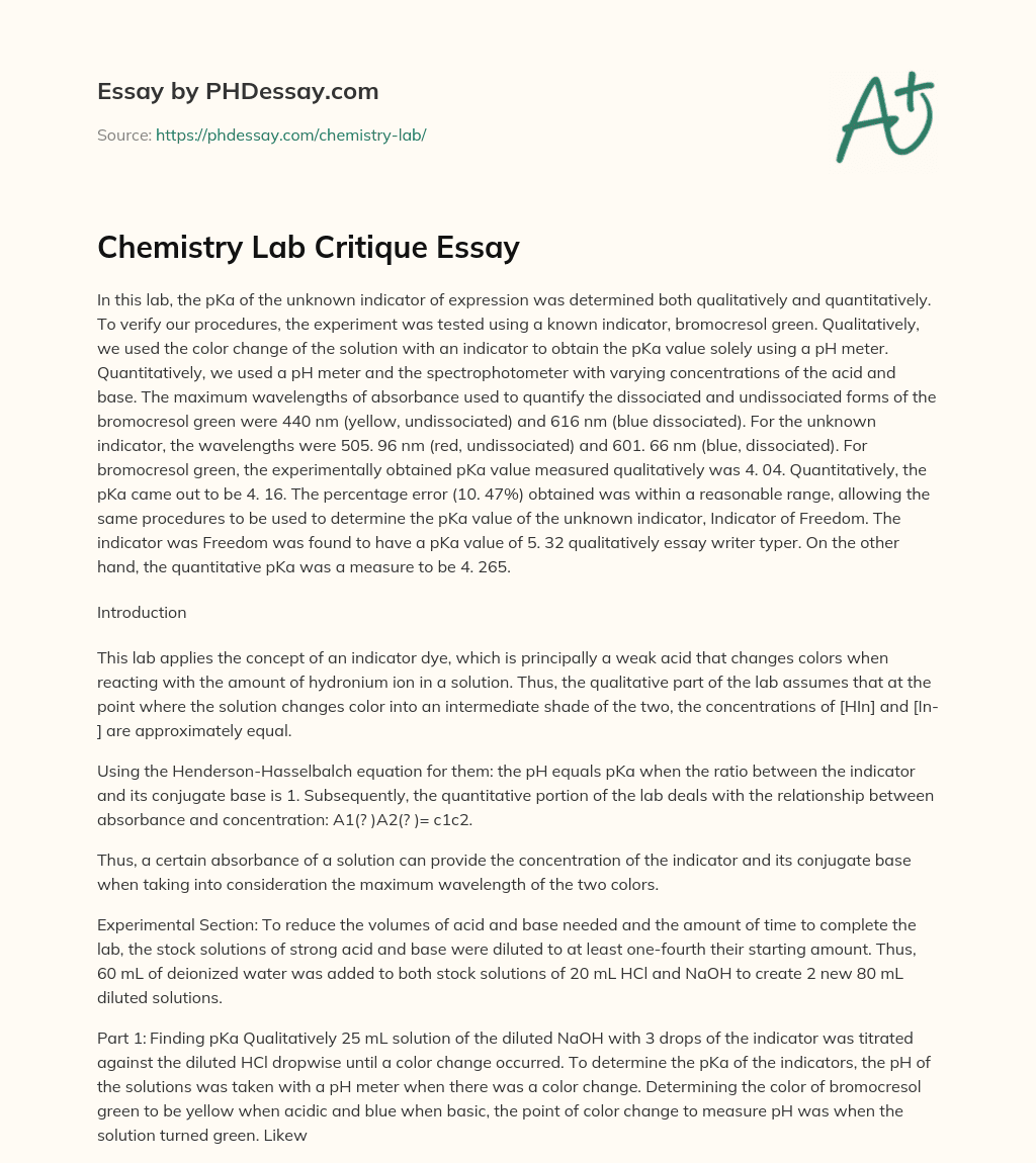 essay on chemistry lab