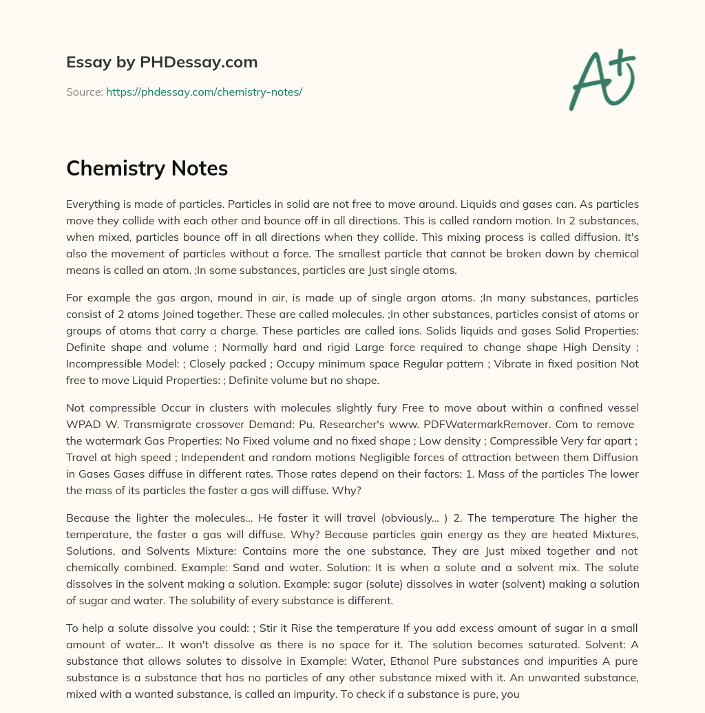 Chemistry Notes essay