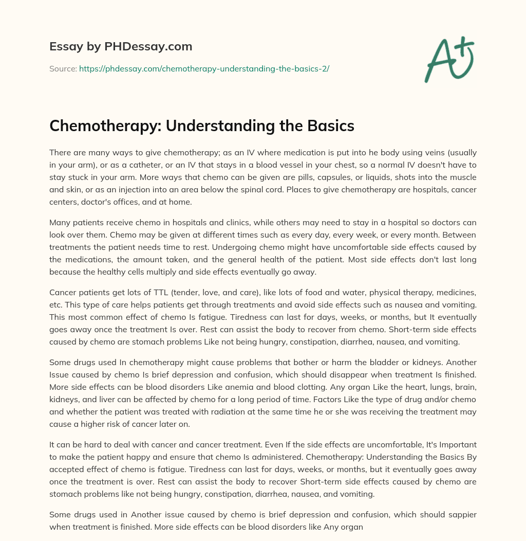 Chemotherapy: Understanding the Basics essay