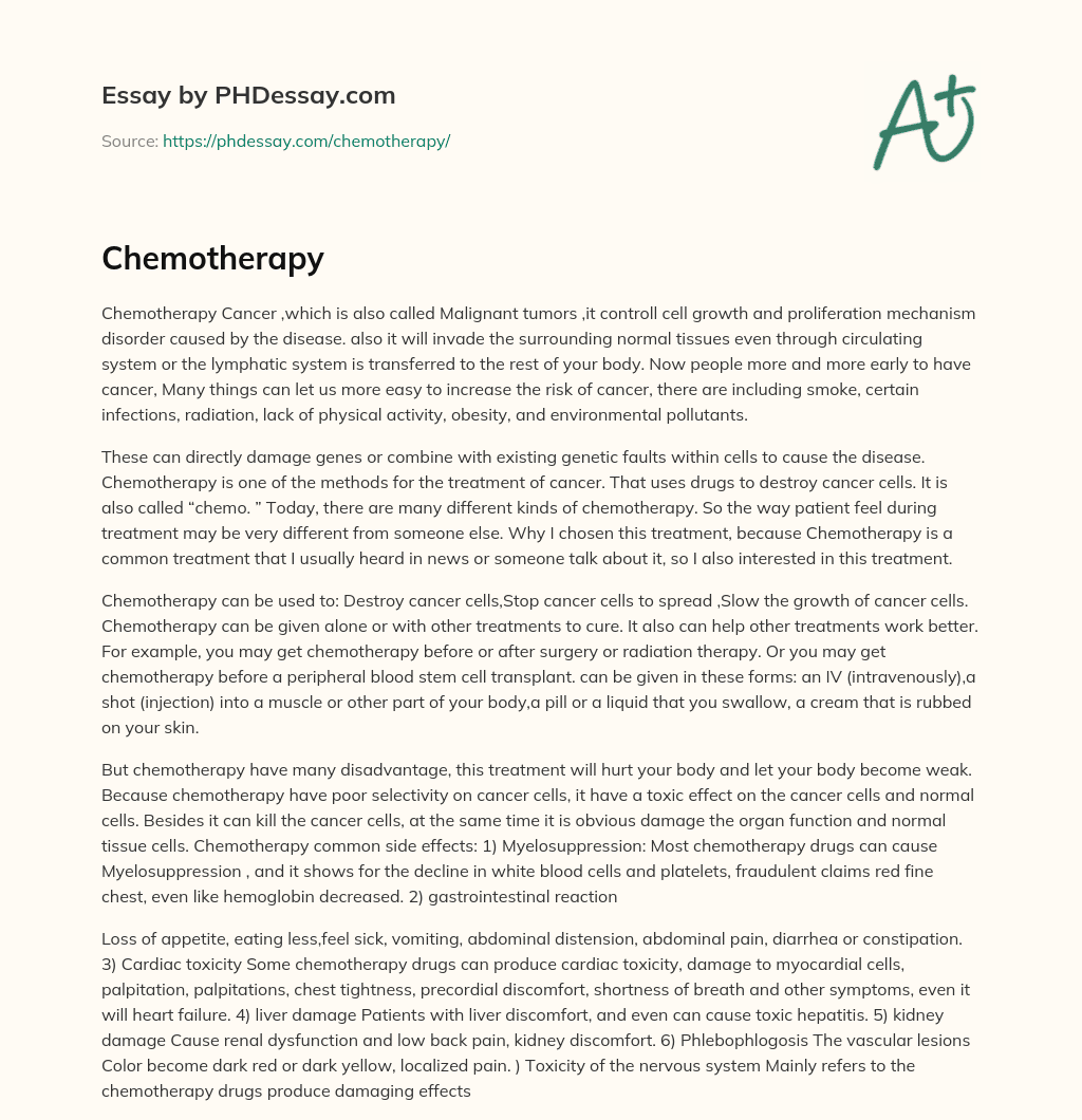 Chemotherapy essay