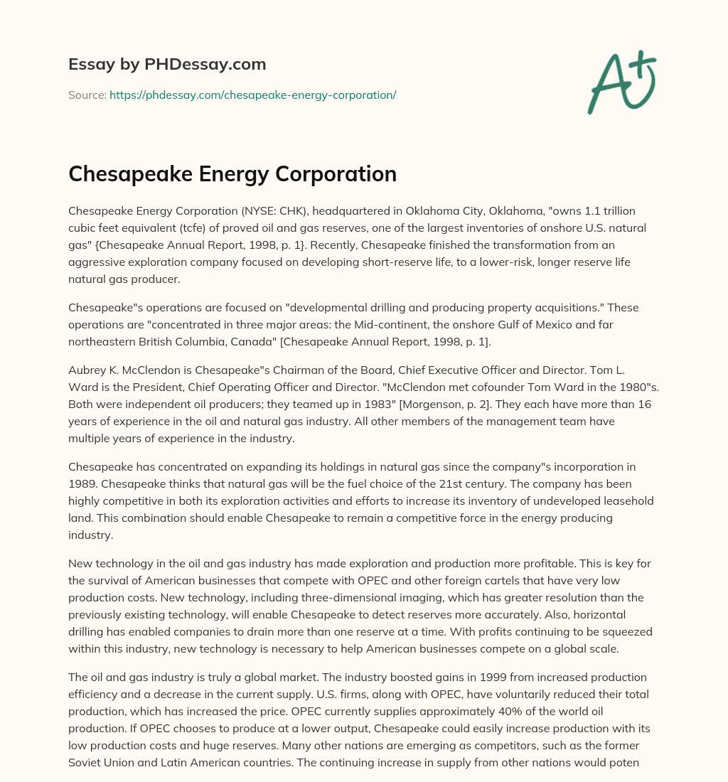 Chesapeake Energy Corporation essay