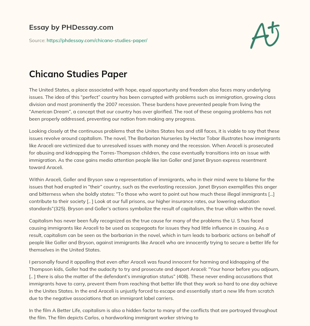 Chicano Studies Paper