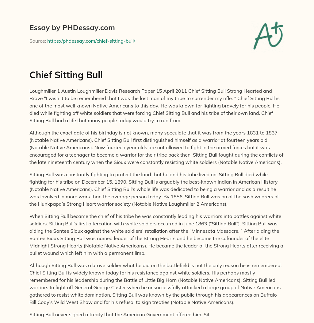 Chief Sitting Bull essay