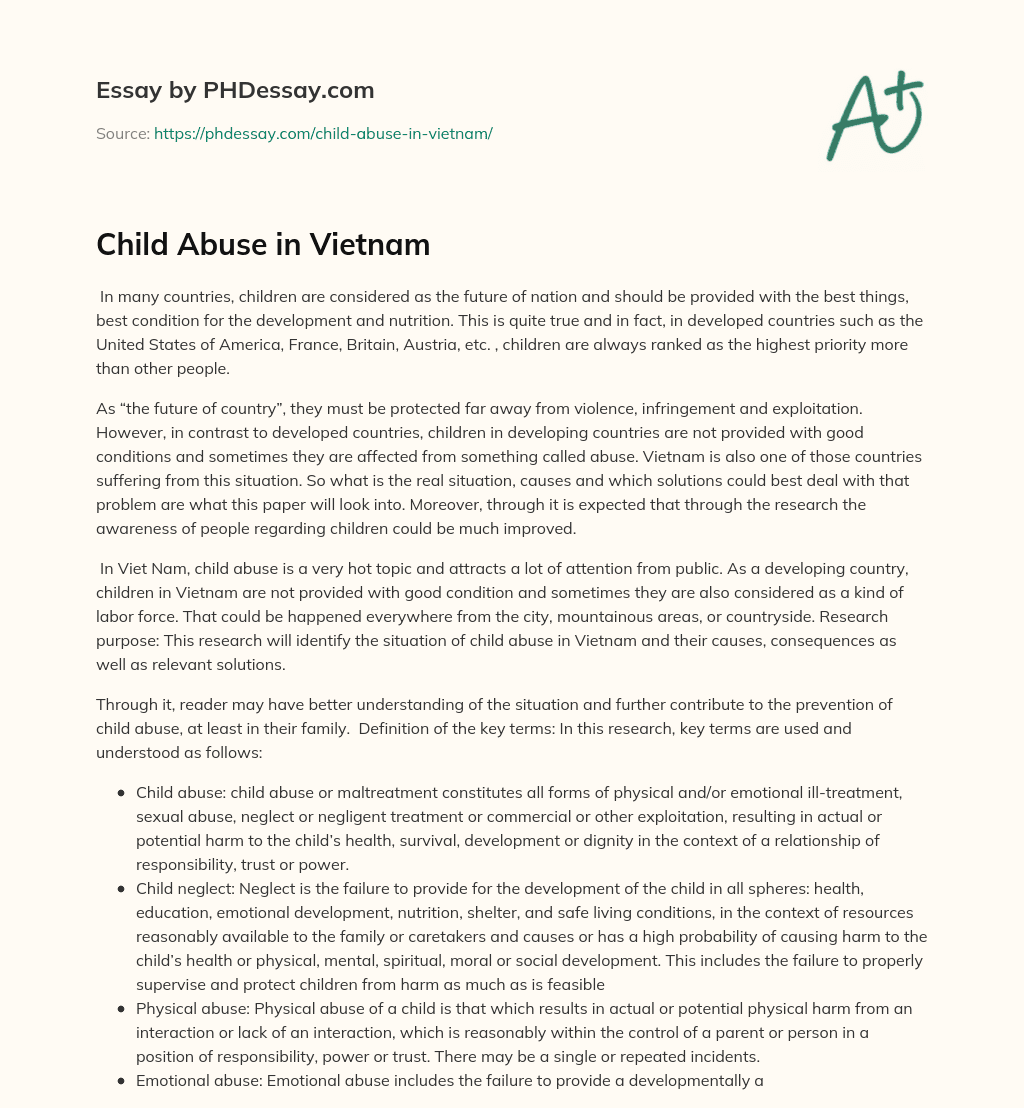 Child Abuse in Vietnam essay