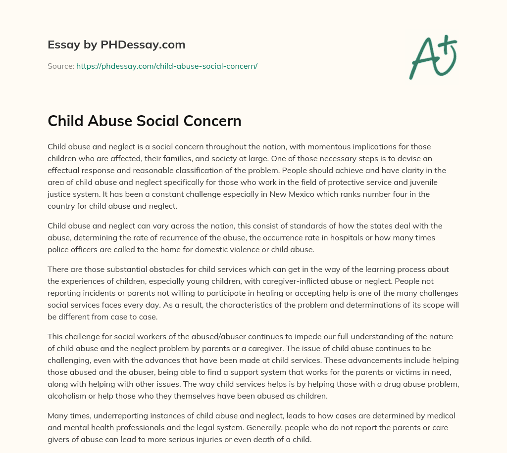 Child Abuse Social Concern essay
