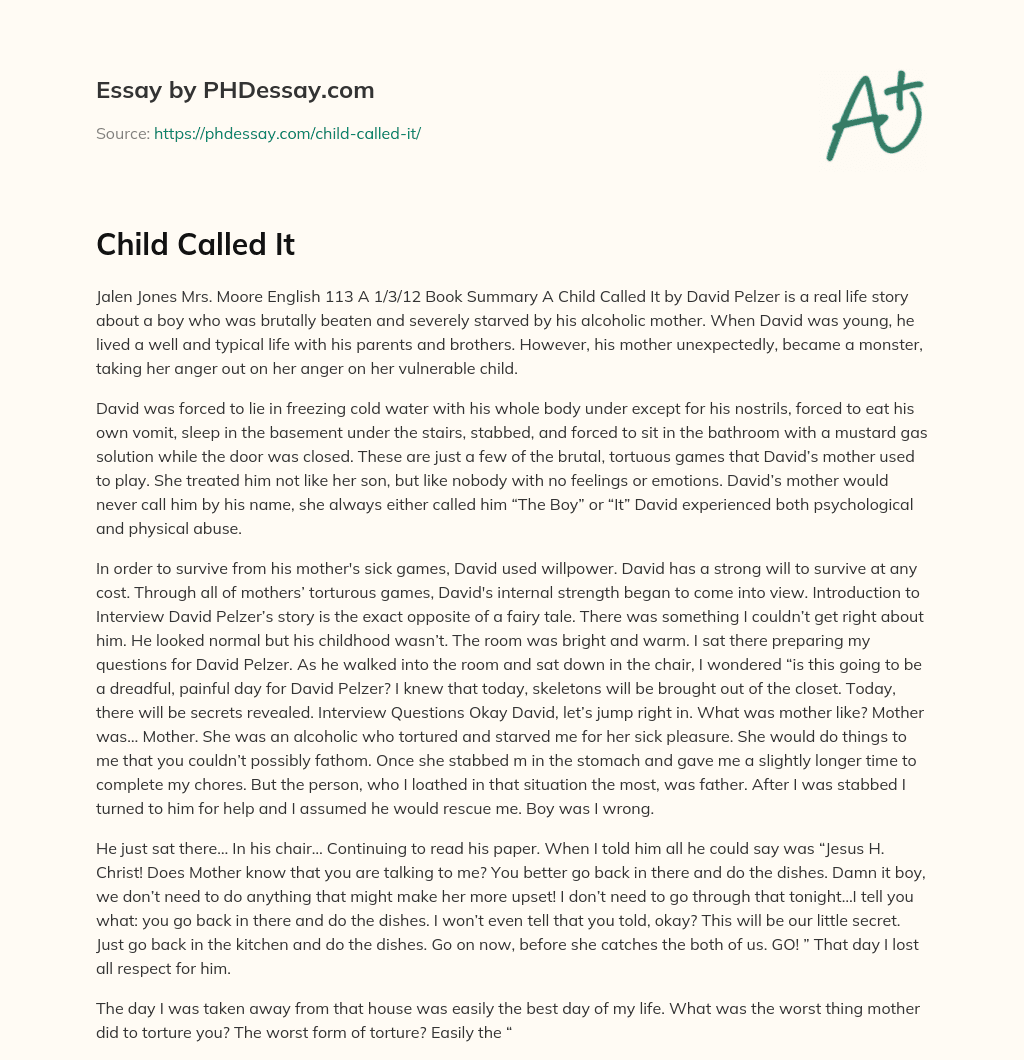 Child Called It essay