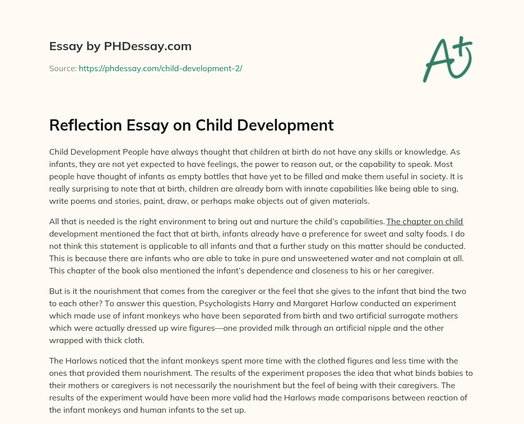 Reflection Essay on Child Development essay
