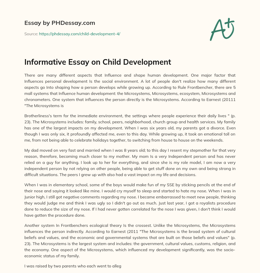 Informative Essay on Child Development essay