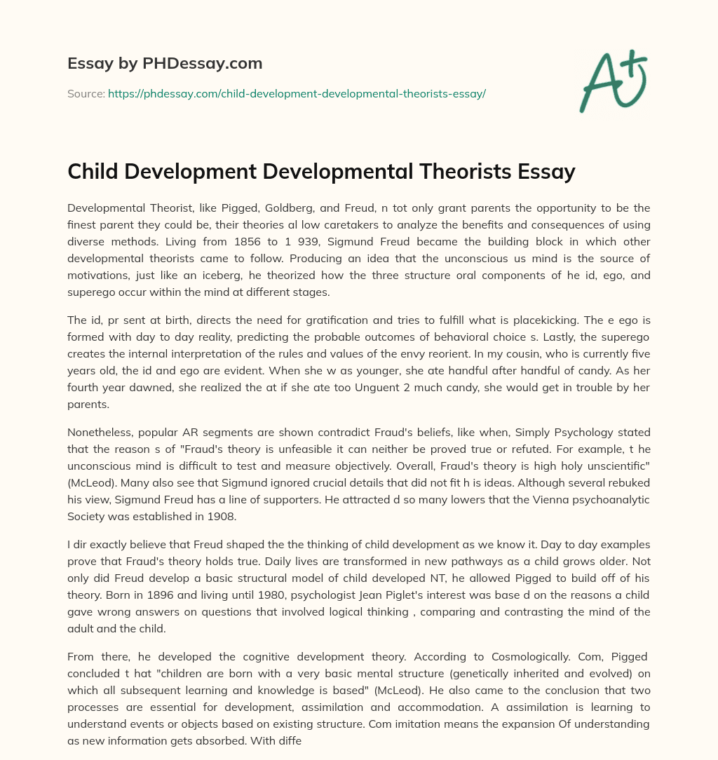Child Development Developmental Theorists Essay essay