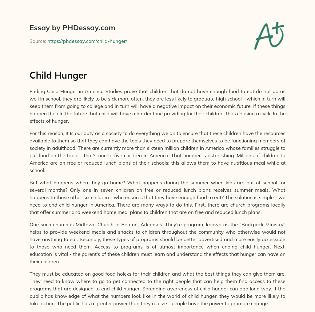 Child Hunger essay