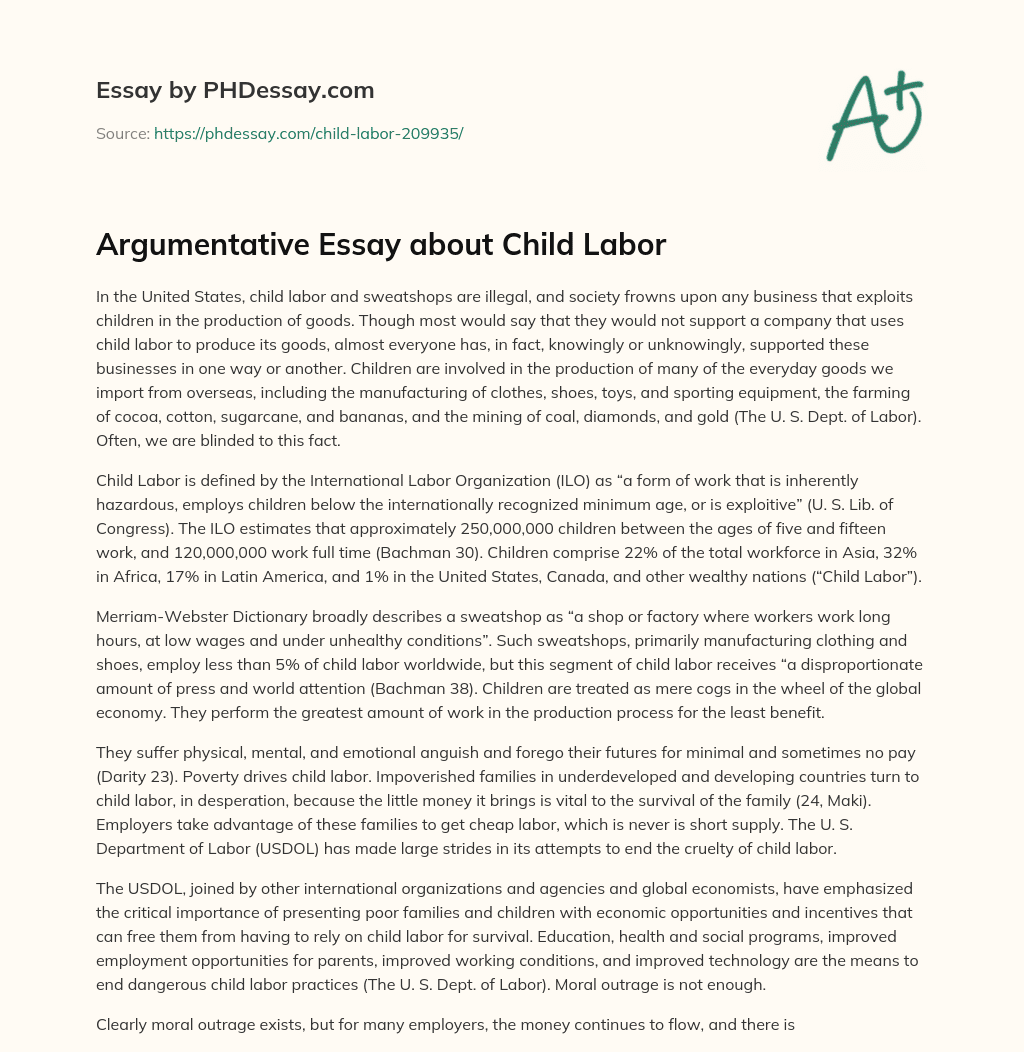 argument essay about child labor