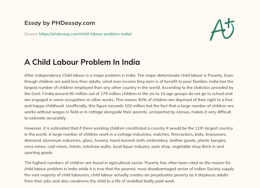 A Child Labour Problem In India essay